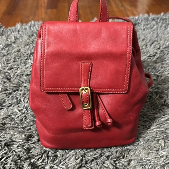 Coach Red Leather Backpack - Picture 2 of 8